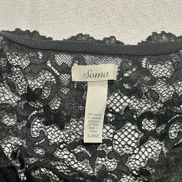 Soma Intimates Black and Burgundy Lace Nightgown with Paisley Design, XL - Picture 5 of 5